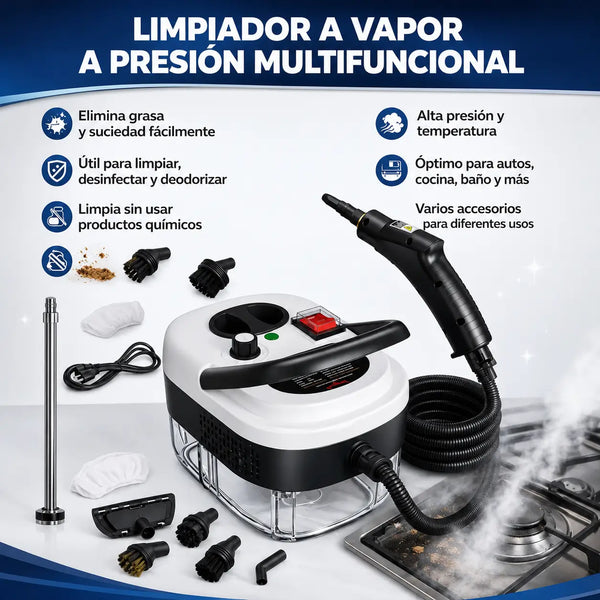 Limpiador a Vapor Multifuncional - Limpia la Grasa y Suciedad "Imposible" en Segundos